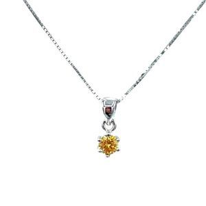 2/$35 🩷 925 Sterling Silver Swarovski Round Cut Citrine Necklace 16 - 18 Inch